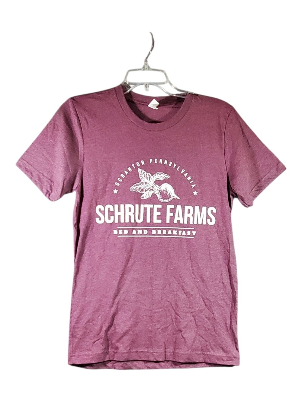 Gildan Maroon Schrute Farms Graphic Tee The Office Size Small NWOT